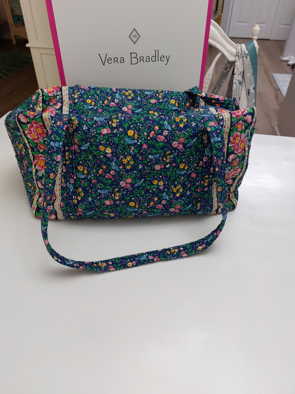 Vera Bradley Vintage Large Duffel Bluebird NWOT